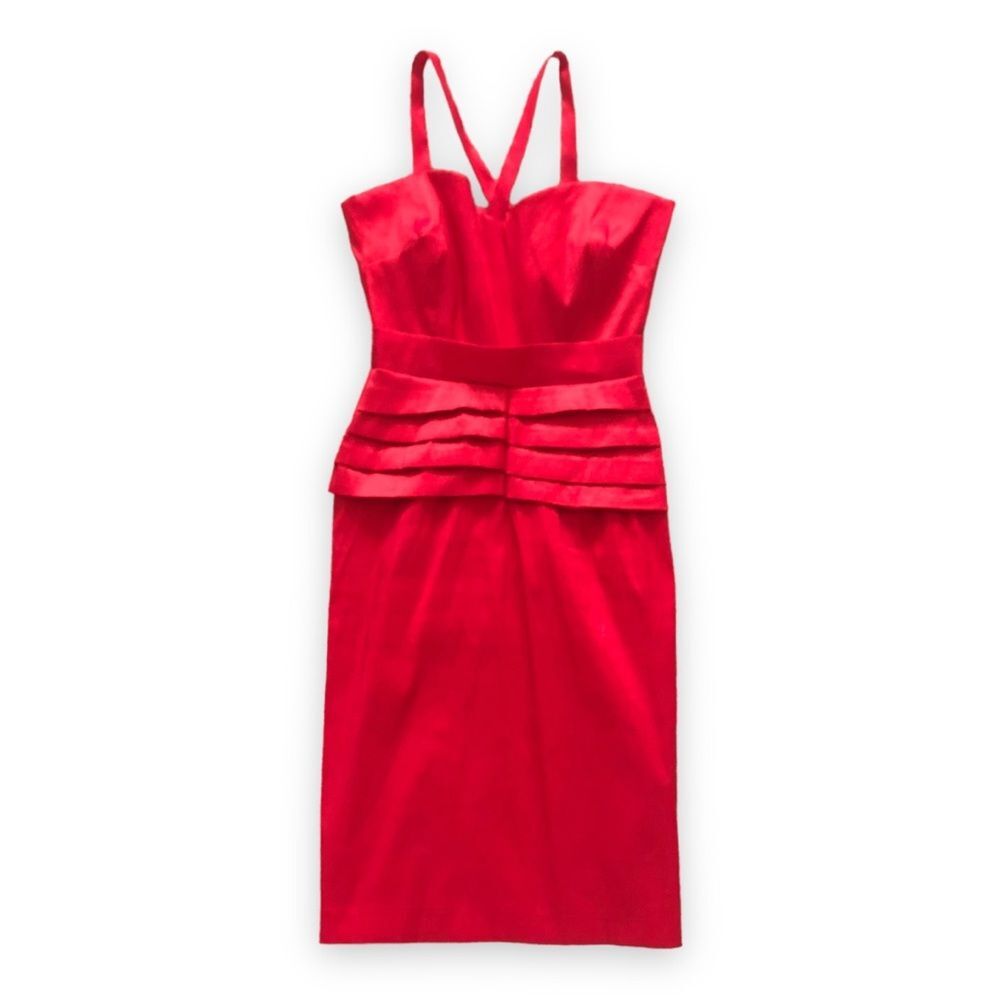 Queen of Heartz Letty Tennant Retro 50s Red Wiggle Dress Rockabilly Size Large